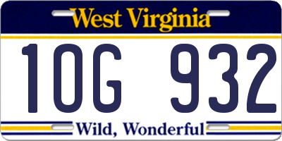 WV license plate 1OG932