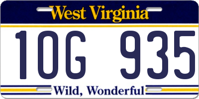 WV license plate 1OG935