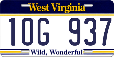 WV license plate 1OG937