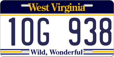 WV license plate 1OG938