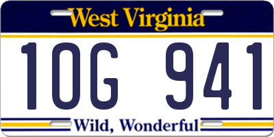 WV license plate 1OG941