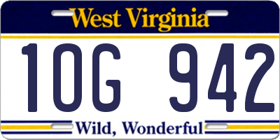 WV license plate 1OG942