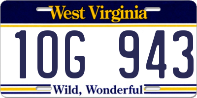 WV license plate 1OG943