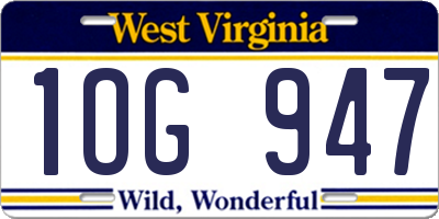 WV license plate 1OG947