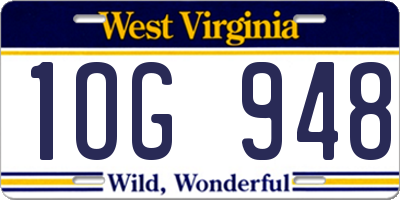 WV license plate 1OG948