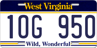 WV license plate 1OG950
