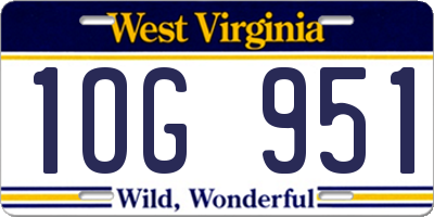 WV license plate 1OG951