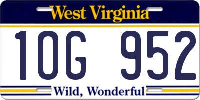 WV license plate 1OG952
