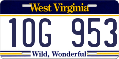 WV license plate 1OG953