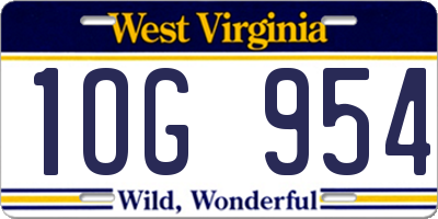 WV license plate 1OG954