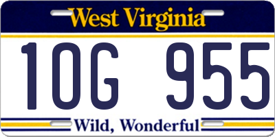 WV license plate 1OG955