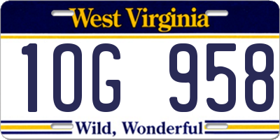 WV license plate 1OG958