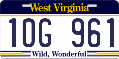 WV license plate 1OG961