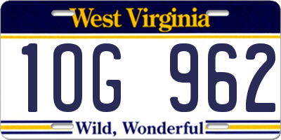 WV license plate 1OG962