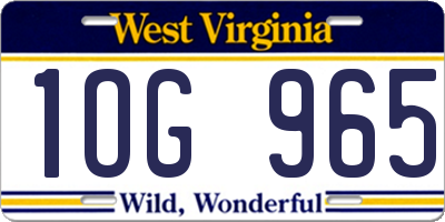 WV license plate 1OG965