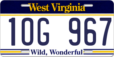 WV license plate 1OG967