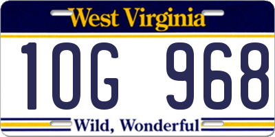 WV license plate 1OG968