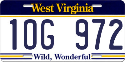 WV license plate 1OG972