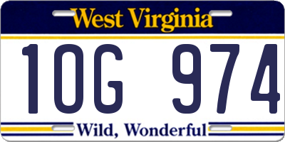 WV license plate 1OG974