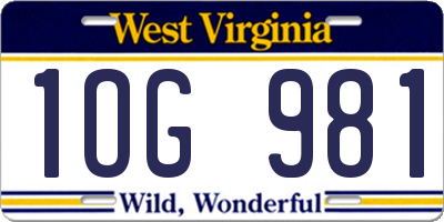 WV license plate 1OG981
