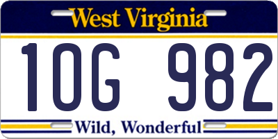 WV license plate 1OG982