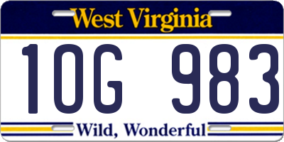 WV license plate 1OG983