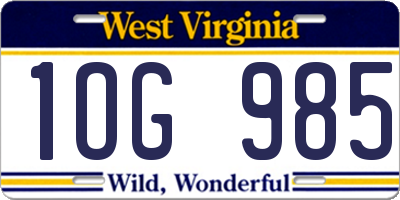 WV license plate 1OG985