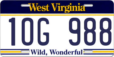 WV license plate 1OG988