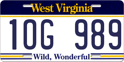 WV license plate 1OG989