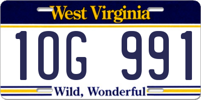 WV license plate 1OG991