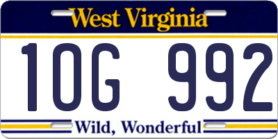 WV license plate 1OG992