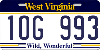 WV license plate 1OG993