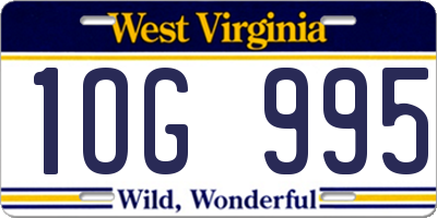 WV license plate 1OG995