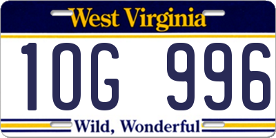 WV license plate 1OG996