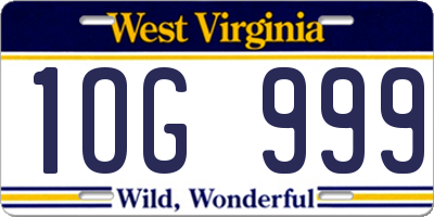 WV license plate 1OG999