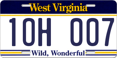 WV license plate 1OH007