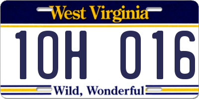 WV license plate 1OH016