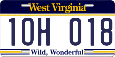 WV license plate 1OH018