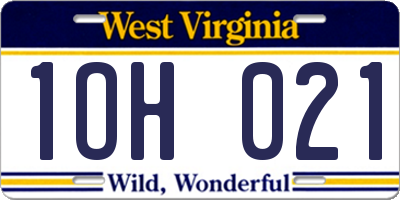 WV license plate 1OH021