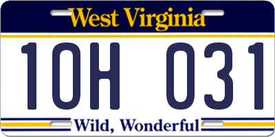 WV license plate 1OH031
