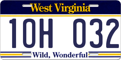 WV license plate 1OH032