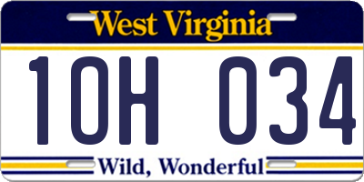 WV license plate 1OH034