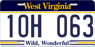 WV license plate 1OH063