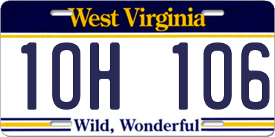 WV license plate 1OH106