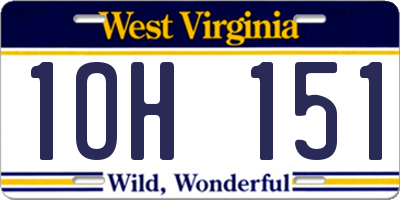 WV license plate 1OH151