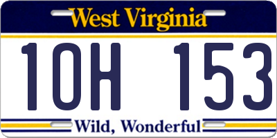 WV license plate 1OH153