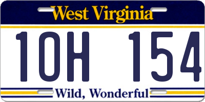 WV license plate 1OH154