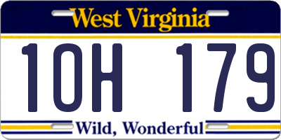 WV license plate 1OH179