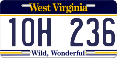 WV license plate 1OH236