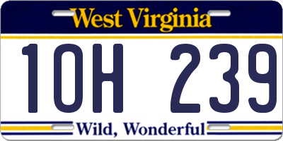 WV license plate 1OH239